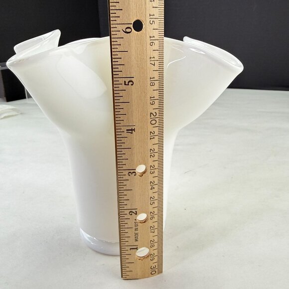 Vintage Art Glass White Handkerchief Vase - Picture 9 of 11